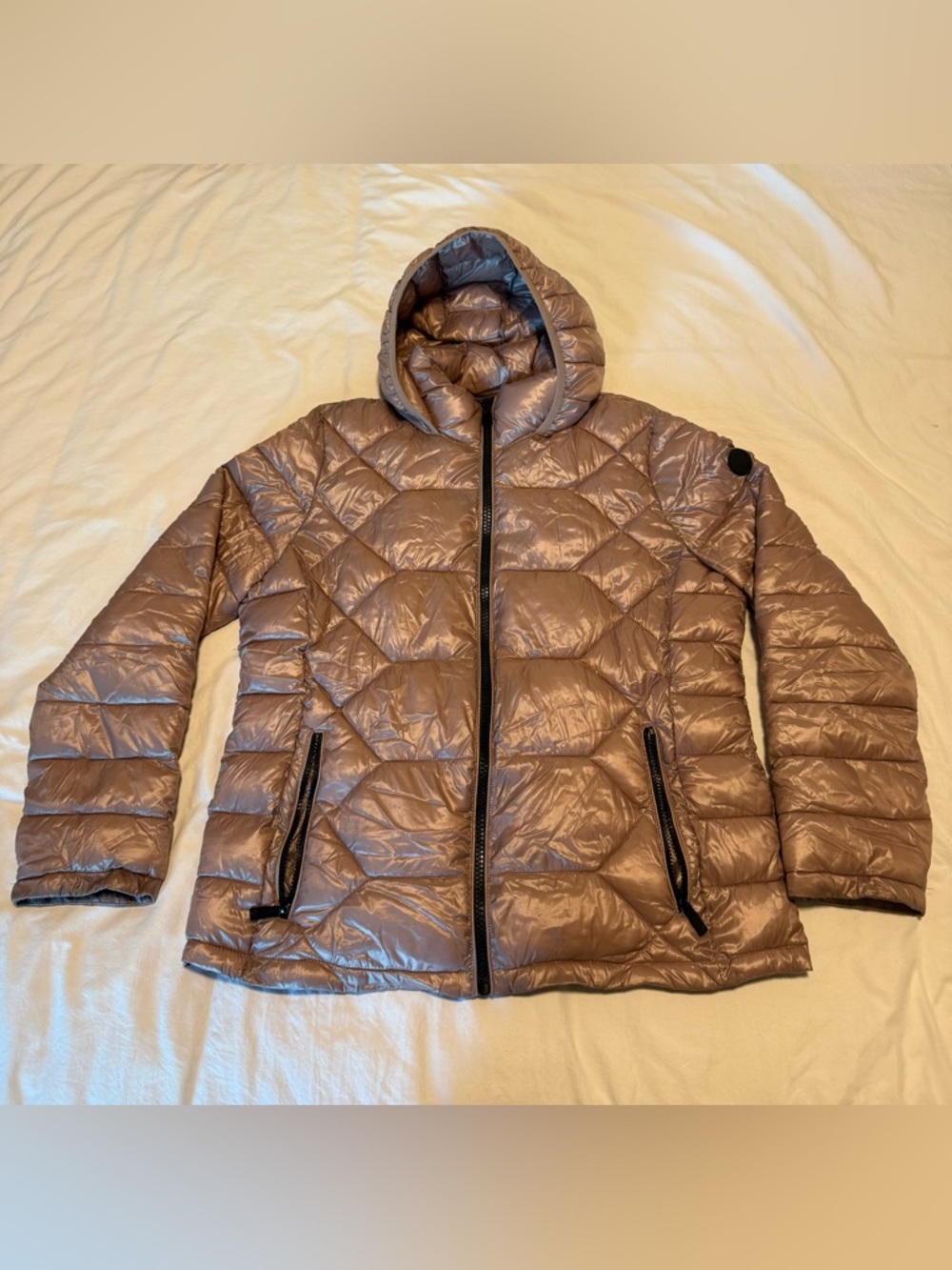Calvin Klein Lightweight Hooded Puffer Jacket in Rose Gold 💞 SIZE XL